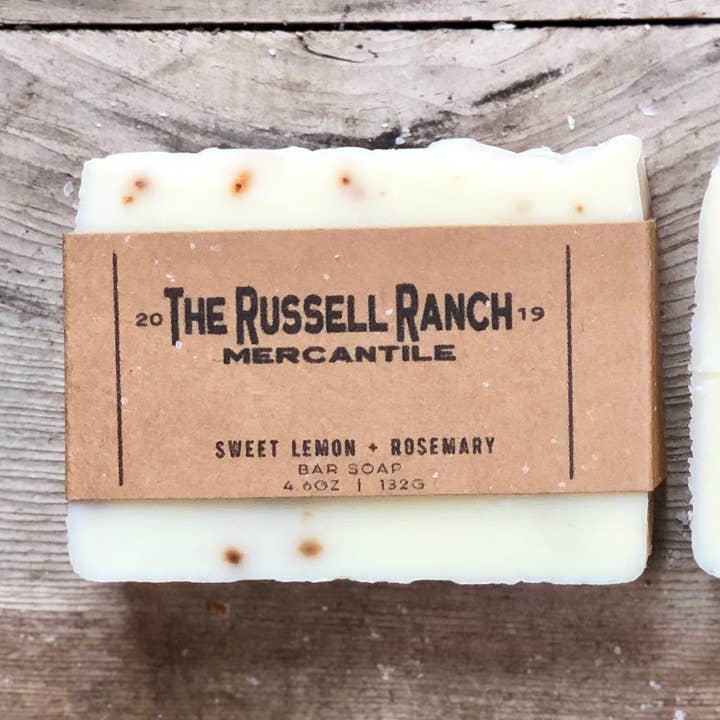 Sweet Lemon + Rosemary Bar Soap for wholesale by The Russell Ranch Mercantile