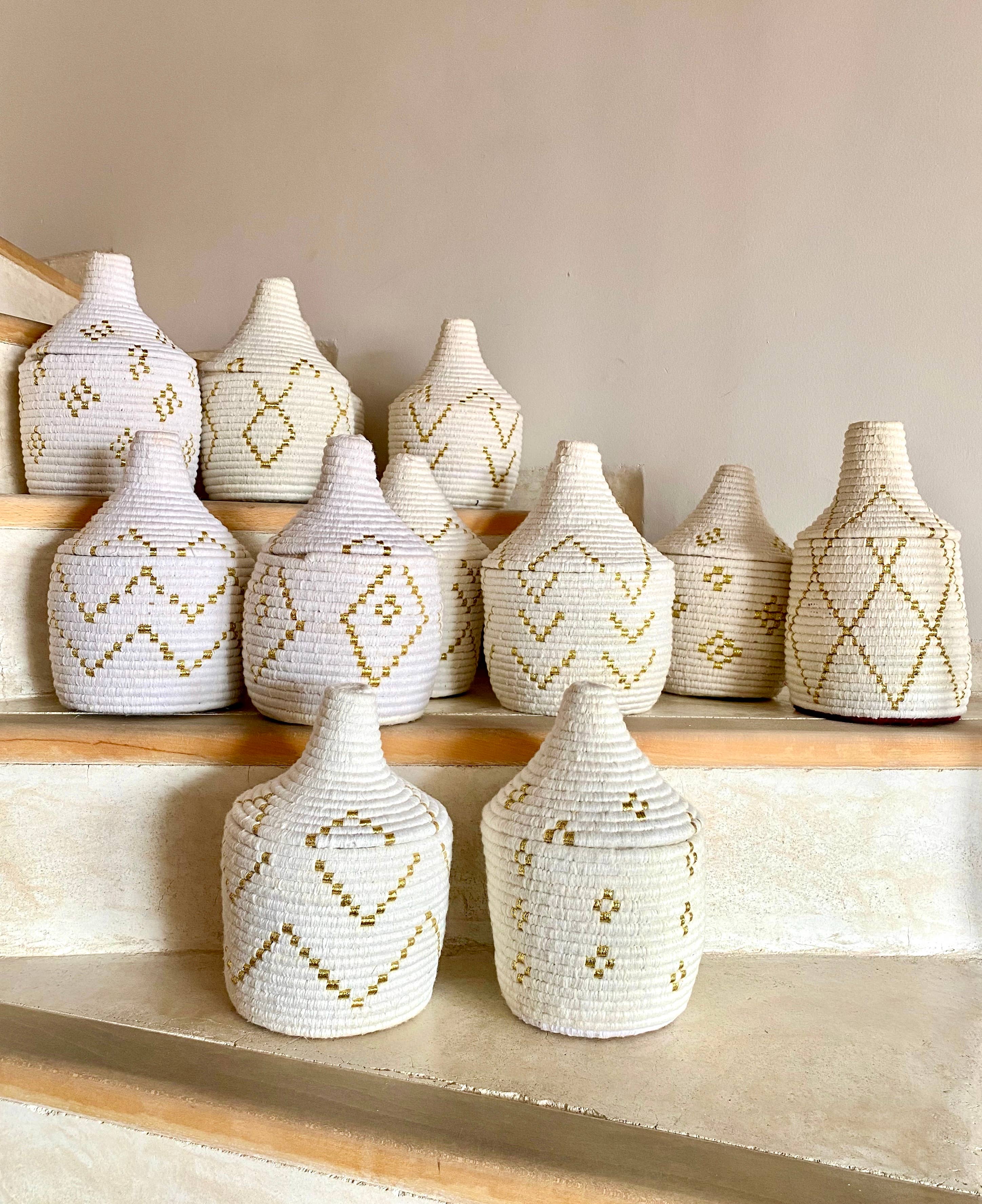 SOUK in the CITY - Vendita all'ingrosso Cestini - Cesti Berberi - bianco | oro3