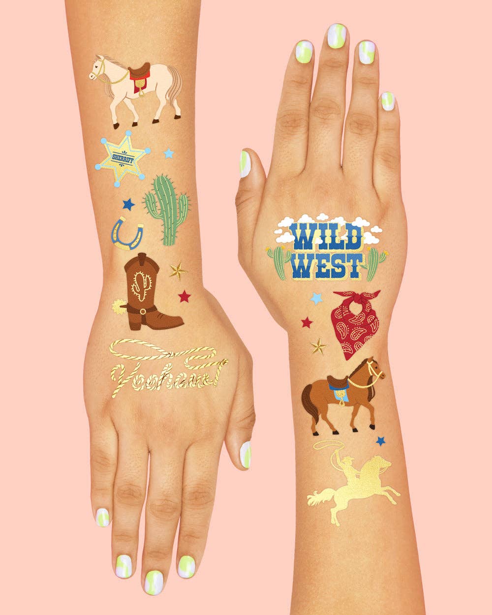 Petit Fetti - Wholesale Temporary Tattoo - Kids - Wild Wild West Tats - 52 foil temporary tattoos2