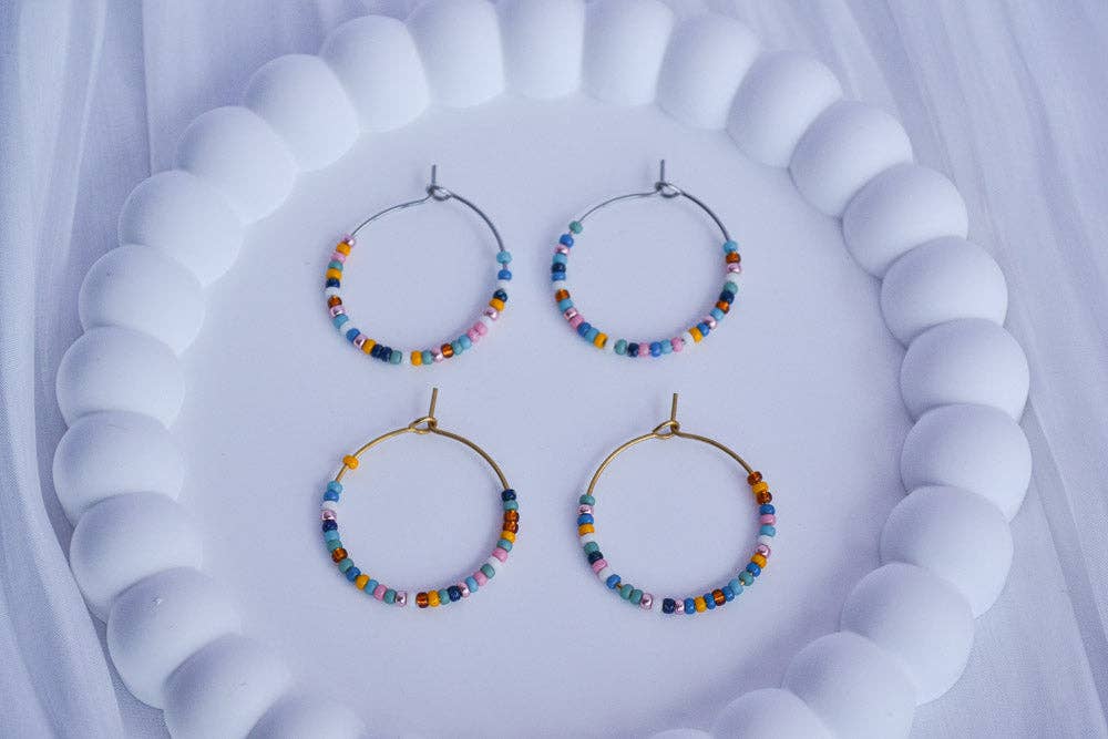 Linati Studio - Wholesale Dangle Earrings - Creoles with Pearls - Summer Love1