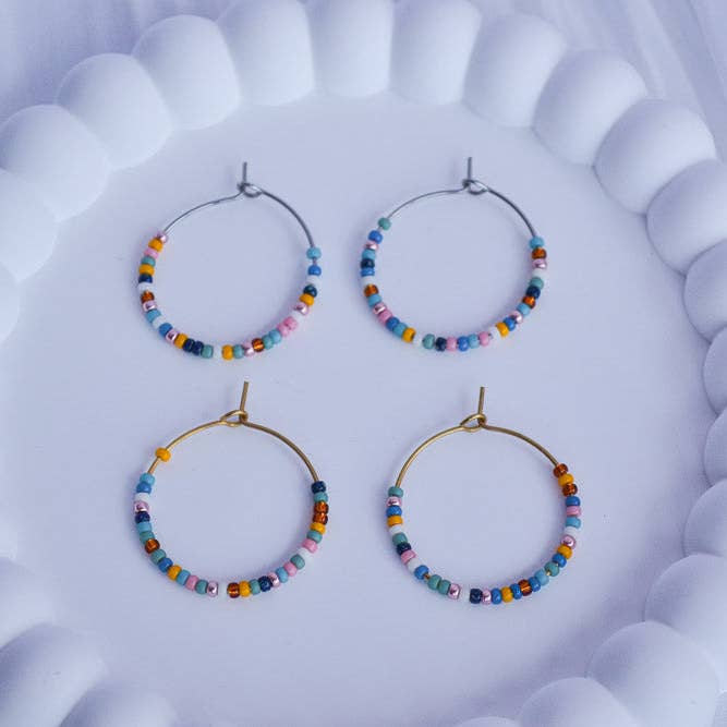 Linati Studio - Wholesale Dangle Earrings - Creoles with Pearls - Summer Love1