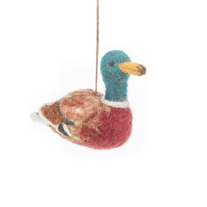 Handmade Felt Maddox the Mallard Hanging Duck Decoration for wholesale by Felt So Good