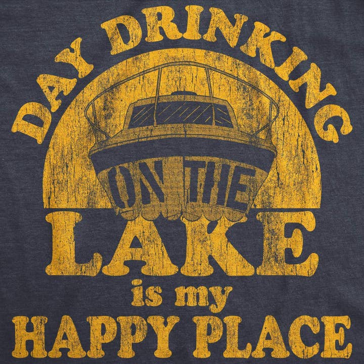 Day Drinking On The Lake Is My Happy Place Men's T shirt for wholesale by Crazy Dog T-Shirts