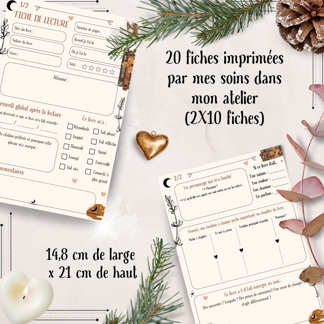 Les Moonettes – wholesale Kontorsmateriel/Notecard Set – 20 ifyllningsblad för läsning (10 exemplar av varje)2