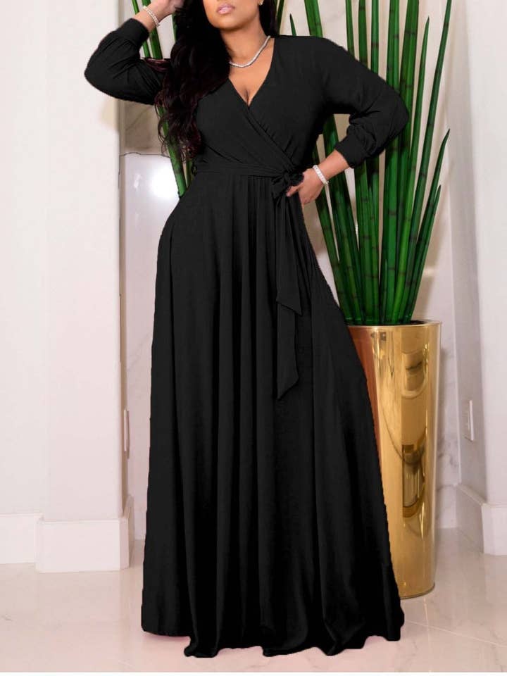 HIDDENBRAND - Wholesale Dress - Women's - Waist-Cinching Floor Maxi Dress9