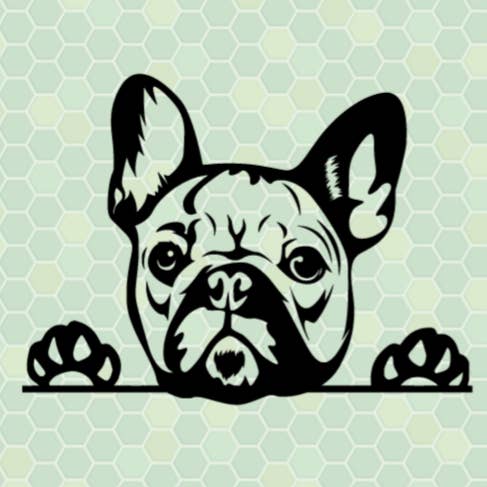 Peeking French Bulldog Dog Puppy Vinyl Decal Sticker for wholesale by Bow-Dacious Designs