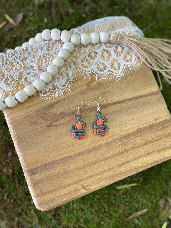Snake Pumpkin Dangle Earring for wholesale by The Crystal Lotus