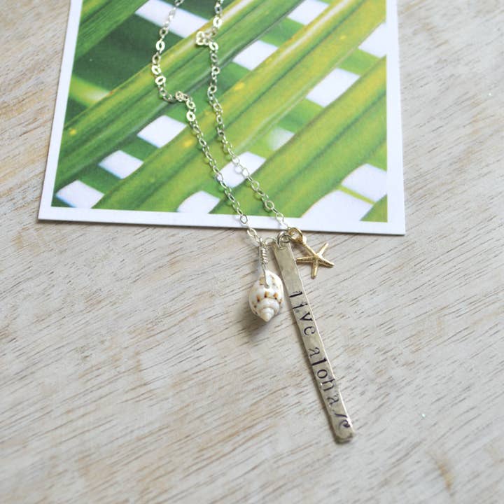Salty But Sweet - Wholesale Pendant/Charm Necklace - Live Aloha Vertical Bar Necklace