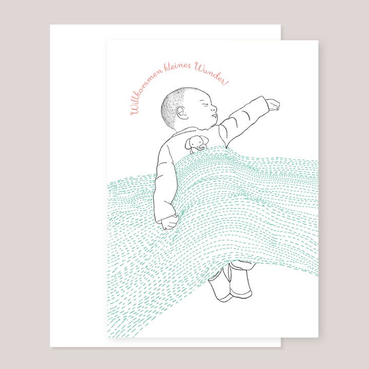 Greeting card” Welcome little miracle! ” for wholesale by souci-illustration