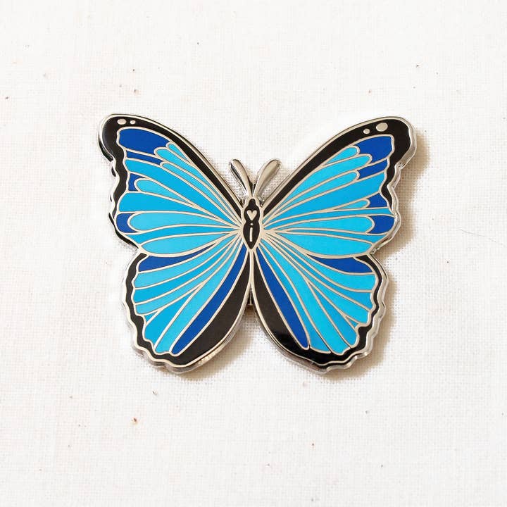 Wildship Studio - Wholesale Lapel Pin/Button - Blue Morpho Butterfly Enamel Pin1