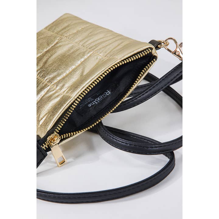 Gold Insulated Metallic Bubble Cross Body Bag for wholesale on Faire2