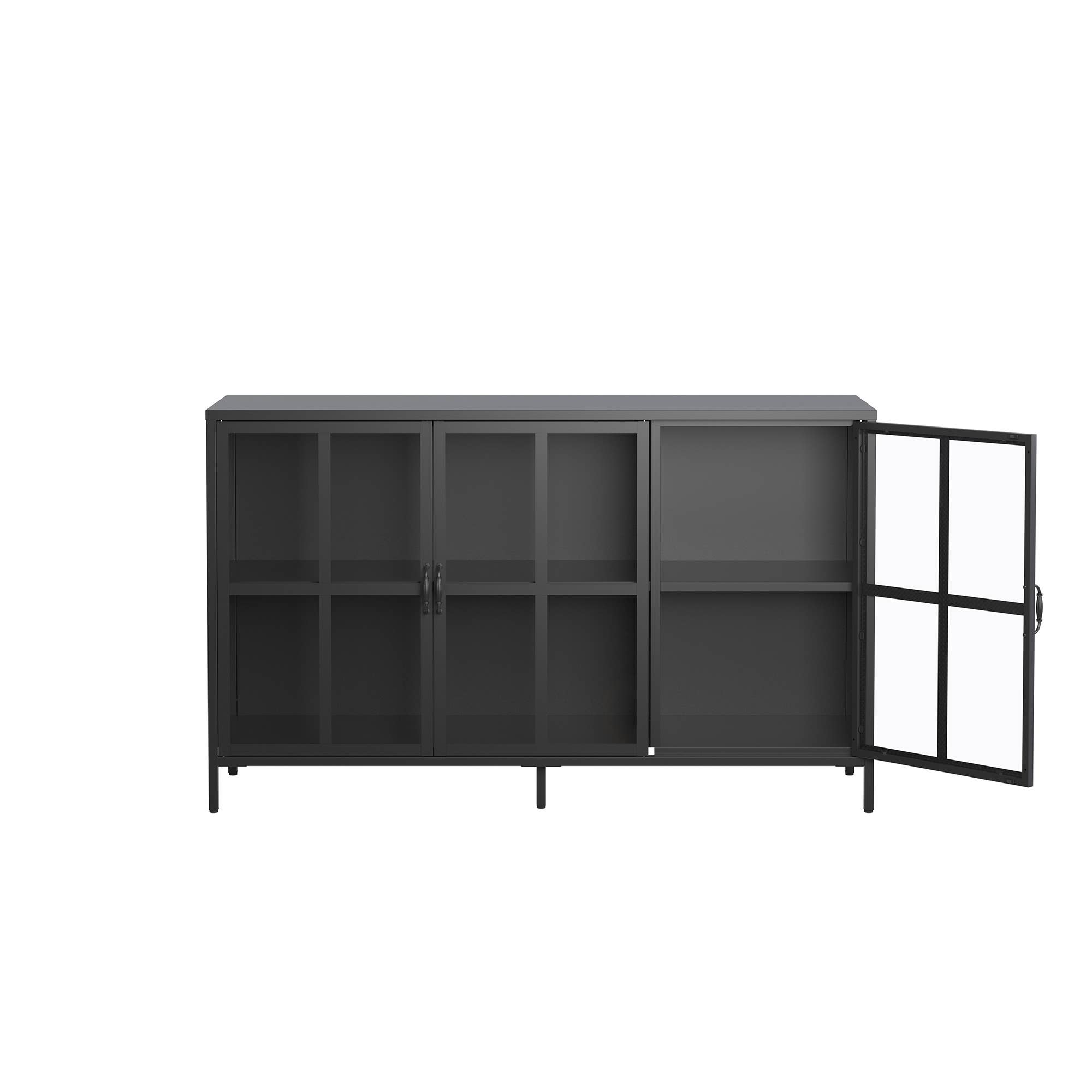 Glamour Home - Wholesale Cabinet - Berlinde 33.52-inch Black Three Door Metal Sideboard3