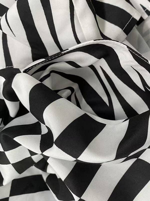 BLACK WHITE Plaid Button Maxi Dress with Tied Waist for wholesale on Faire7