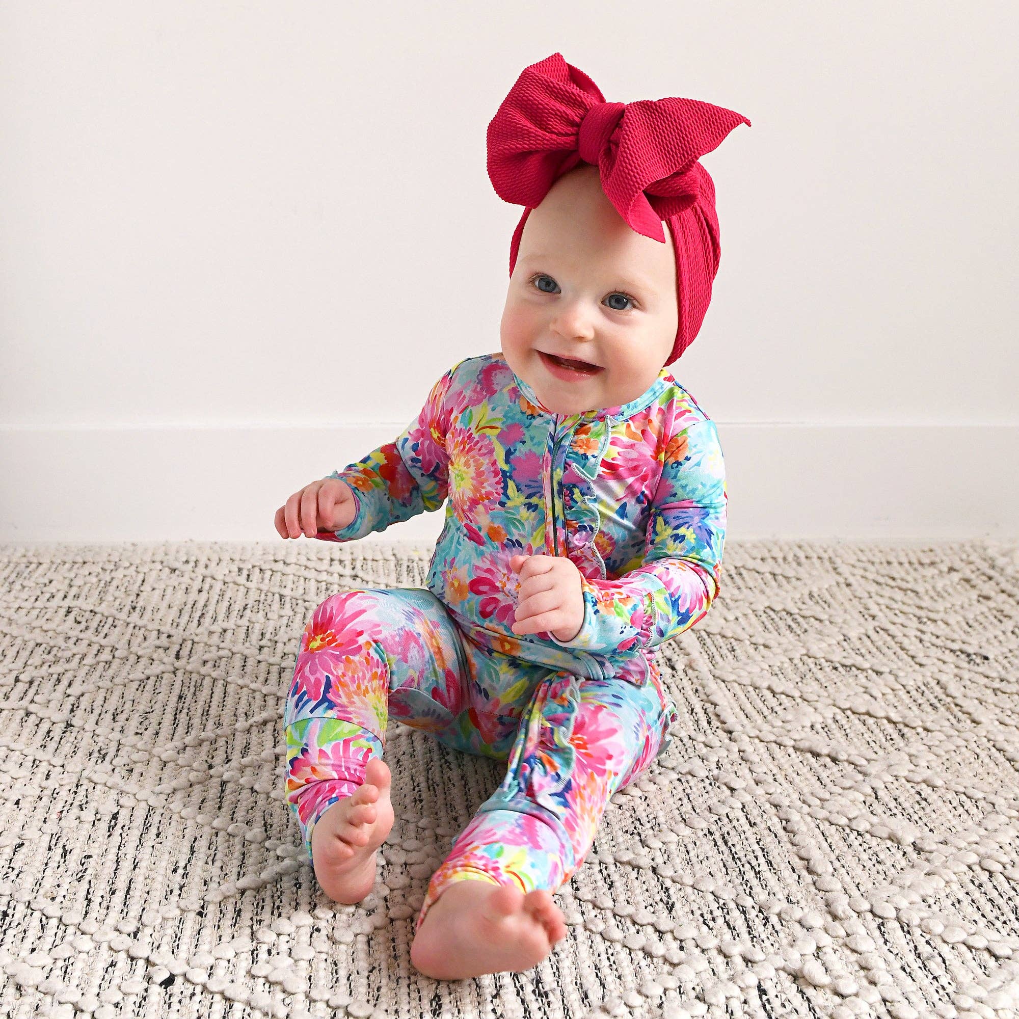 Gigi and Max - Wholesale Jumpsuit - Baby - Bianca RUFFLE ZIP Bamboo Floral Sleepies Little 4
