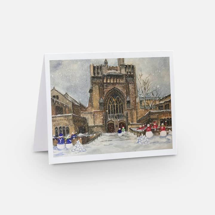 Carte-note blanche avec enveloppe SnowPeople Yale vs Harvard pour la vente par SnowPeople