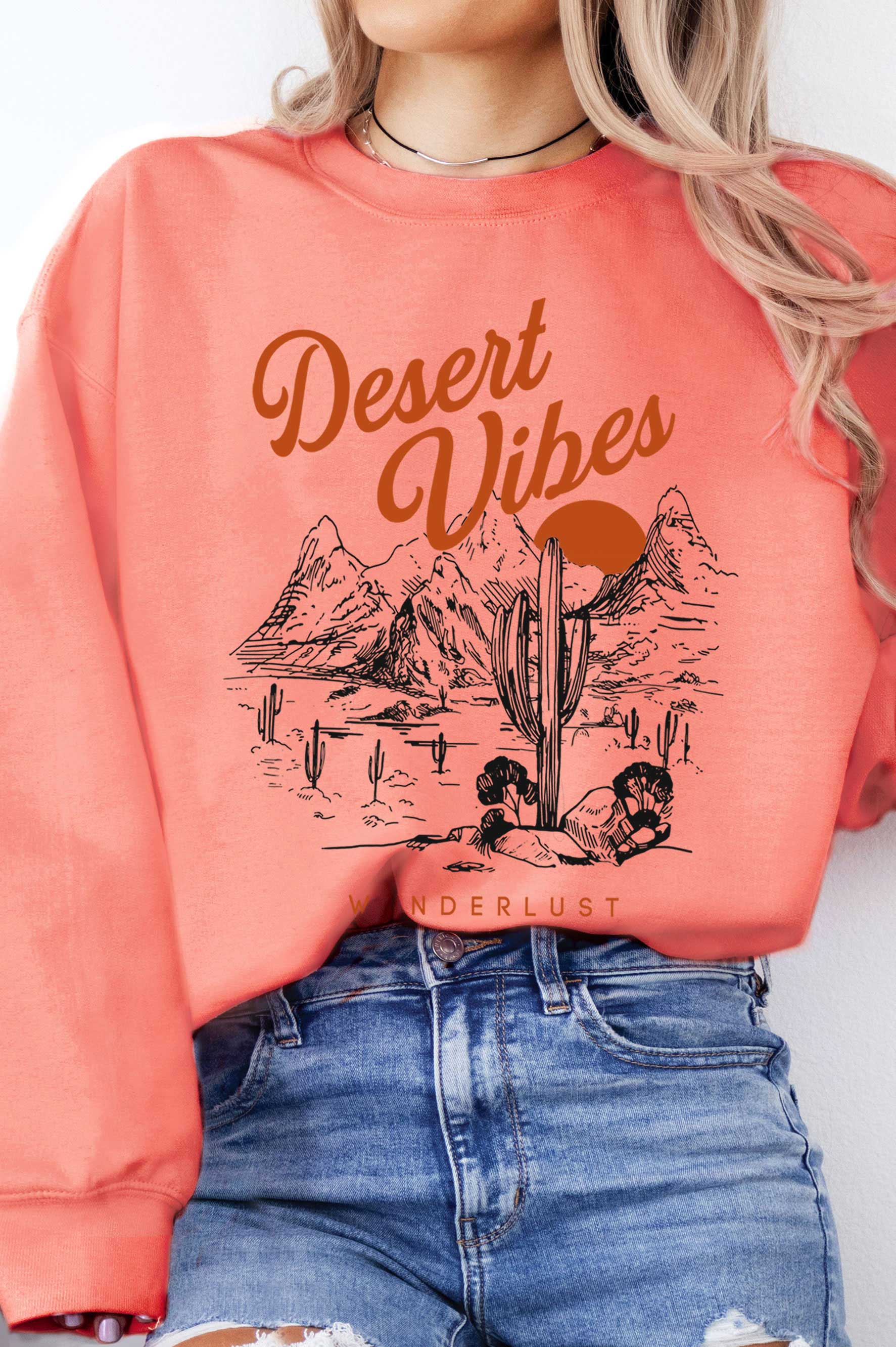 Rustee Clothing - Wholesale Graphic Sweatshirt - Women's - DESERT VIBES WANDERLUST GRAPHIC BRUSHED SWEATSHIRTS2