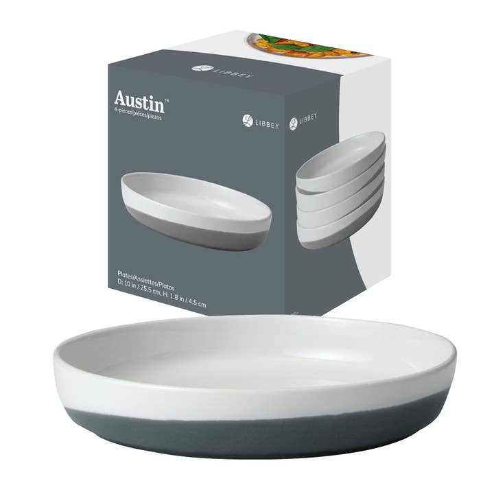 Libbey Austin 10 inch Porcelain Coupe Dinner Plate, Set of 4, Basalt Blue for wholesale by Libbey