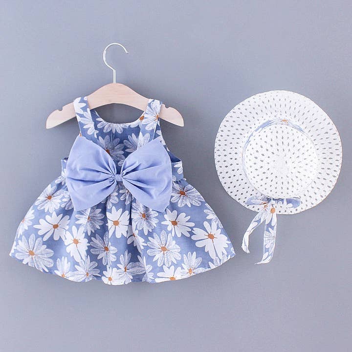 2pcs Baby Girl Daisy Floral Tank Dress with Hat Set for wholesale by PatPat