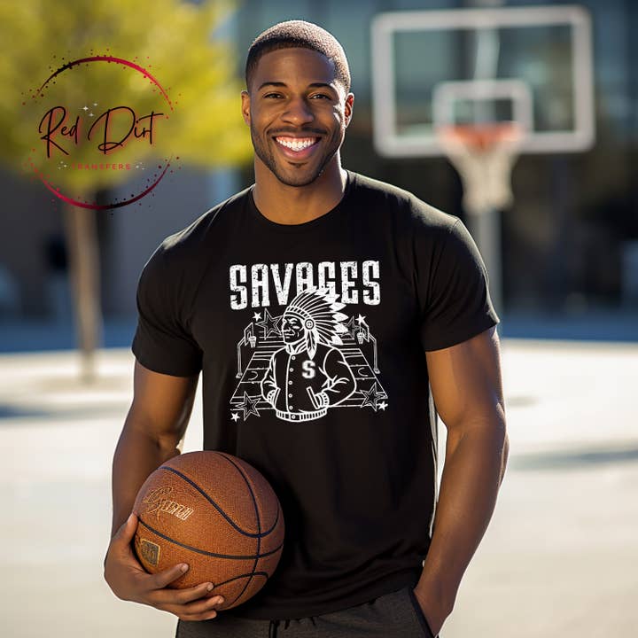 Savages Basketball Letterman DTF Transfer | Trendy School Spirit DTF Transfer | High Quality Image Transfers | Ready to Press | Instant Peel for wholesale by Red Dirt Transfers