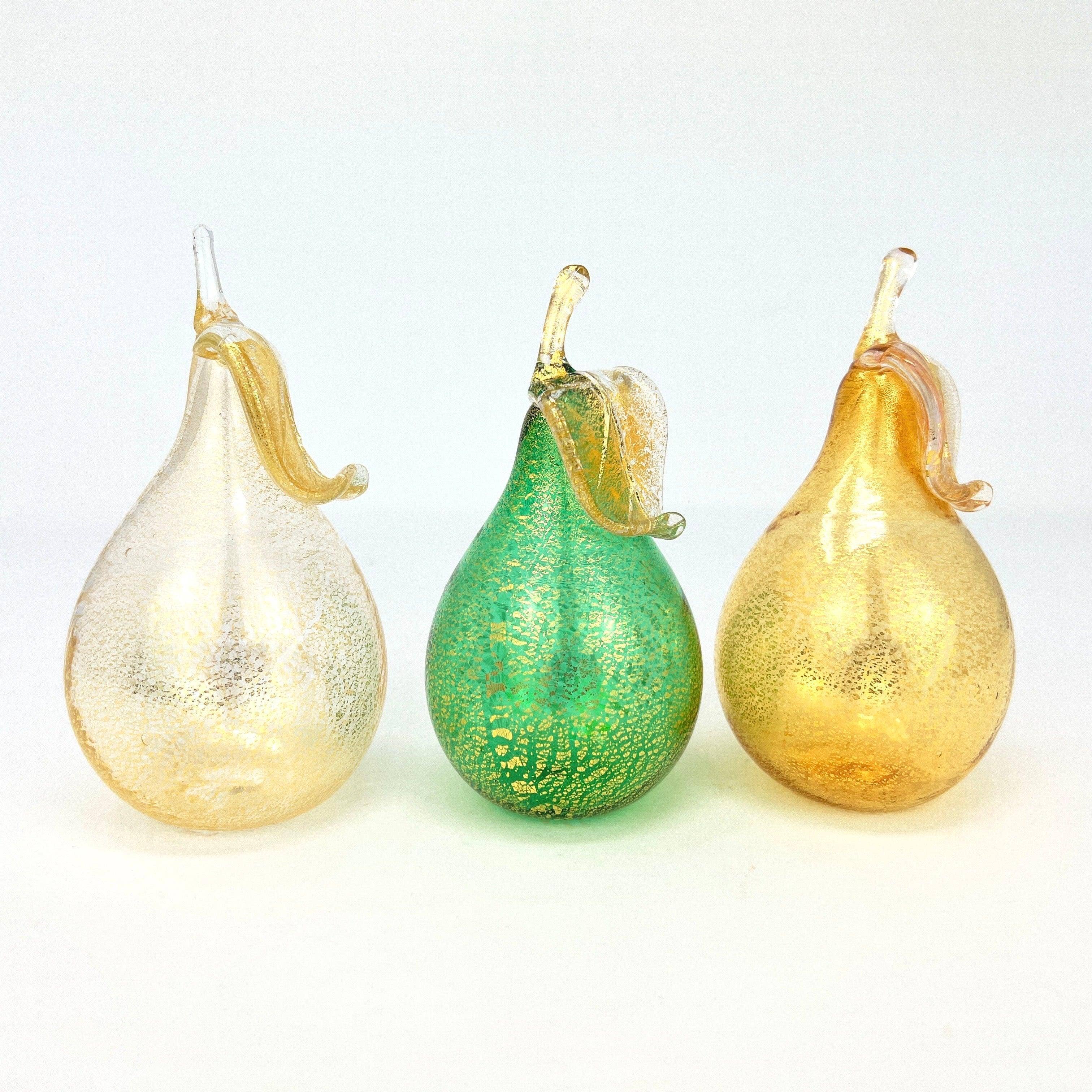 Via Graceffo - Vente Décorations de table - Poires en verre de Murano grandeur nature, fruits en verre soufflé, fabriqués en Italie0