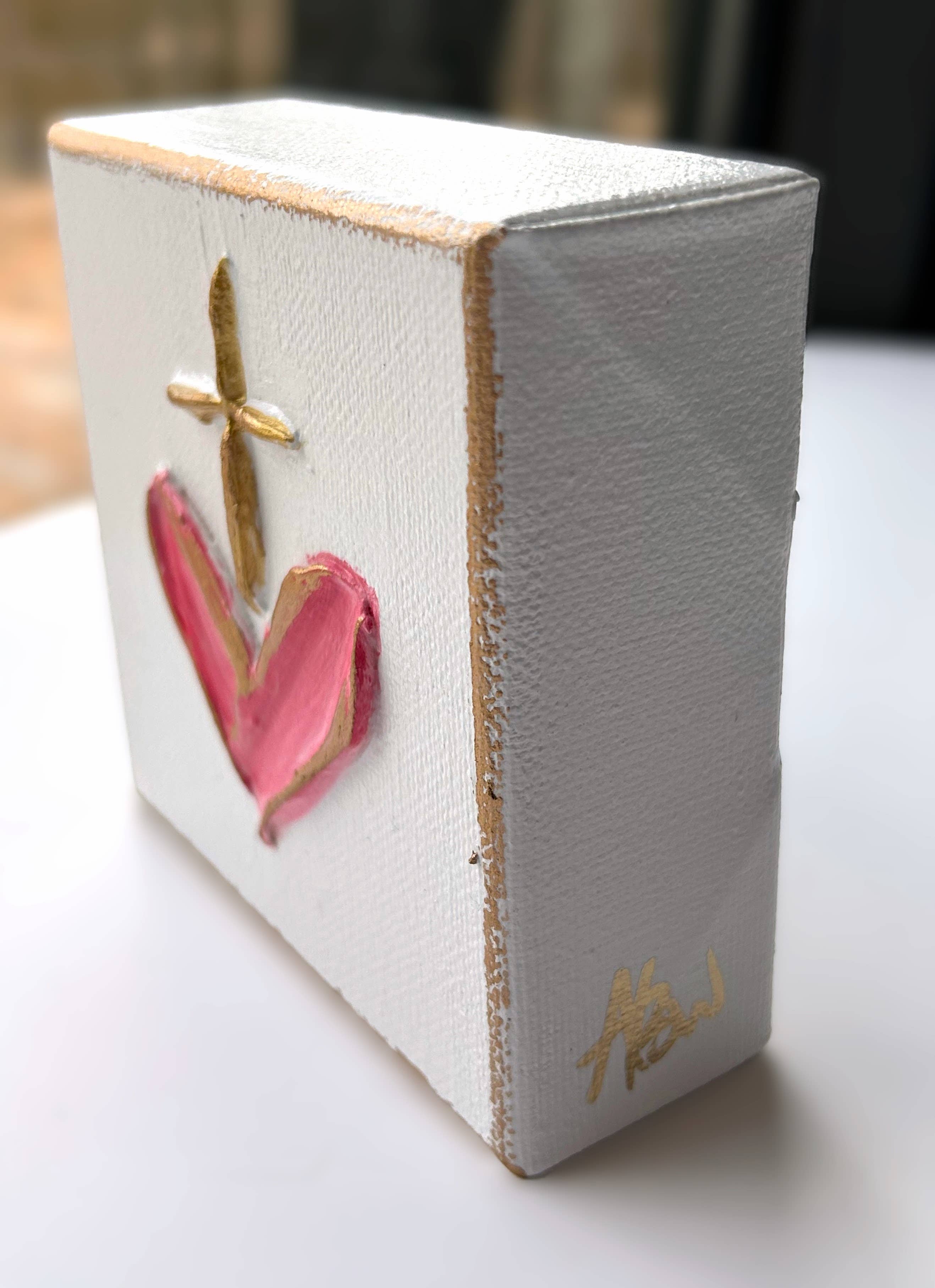 Coddiwomple - Wholesale Painting/Drawing - Heart & cross canvas | valentine easter mercy grace sacred1