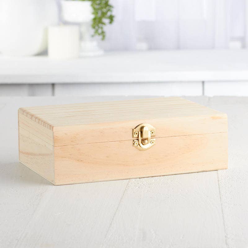 Factory Direct Craft – wholesale Prydnadslåda – Ofärdig trälåda med gångjärn för cigarrer – 8-1/4" x 5-1/2"3