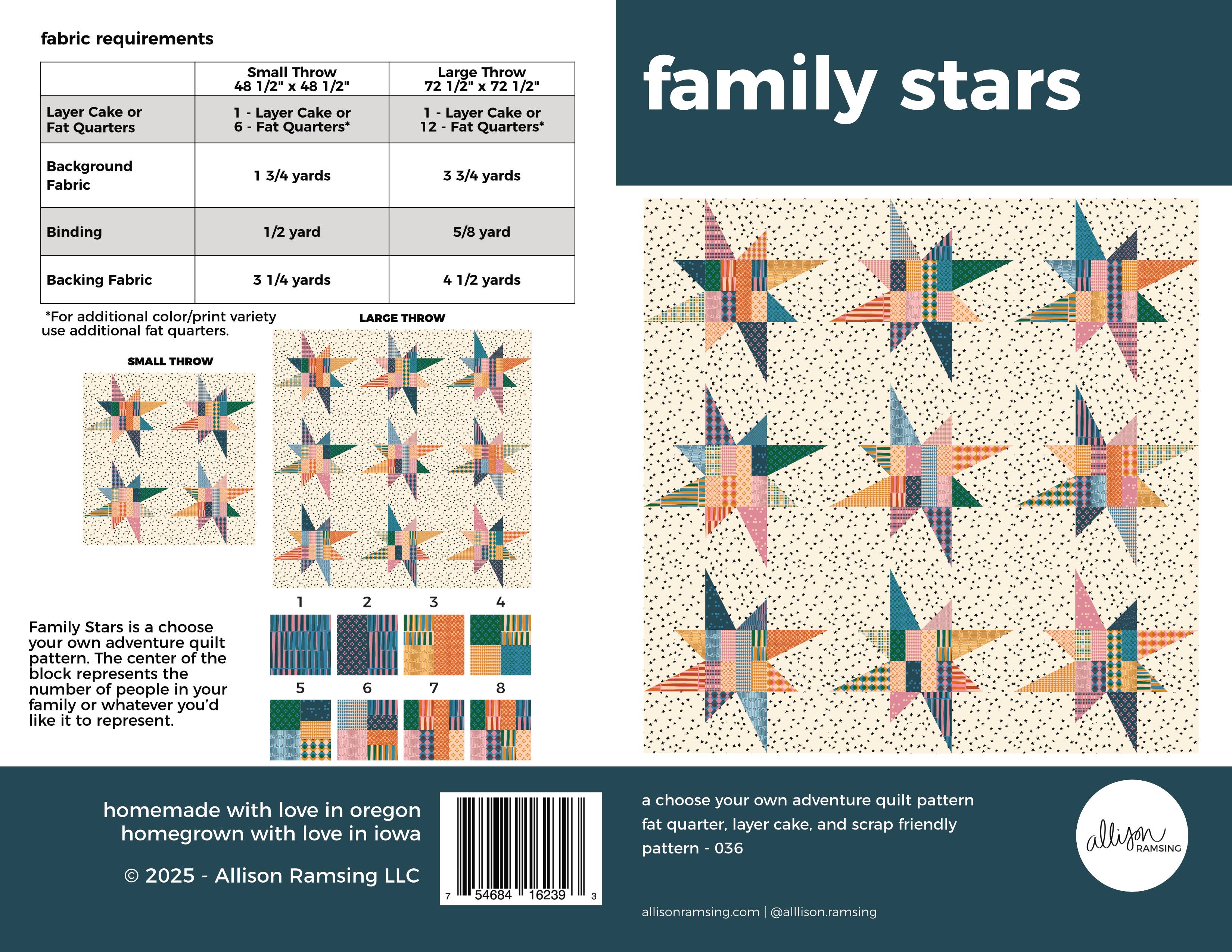 AllisonRamsing.com - Wholesale Craft Supplies - *NEW PATTERN* Family Stars Quilt Pattern - Printed 1
