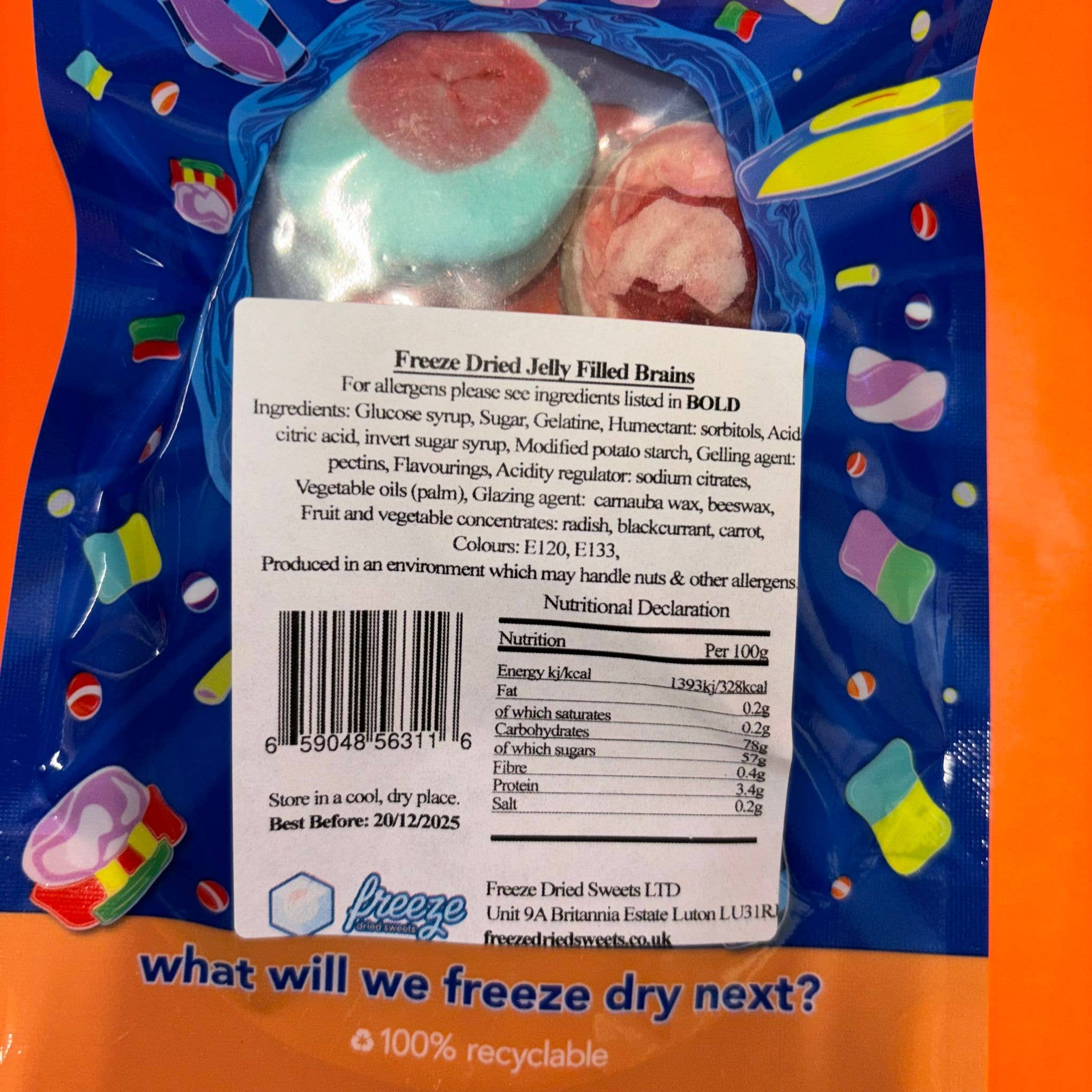 Freeze Dried Sweets - Vente Bonbons durs - Brains fourrés à la gelée - Bonbons lyophilisés sans gluten1