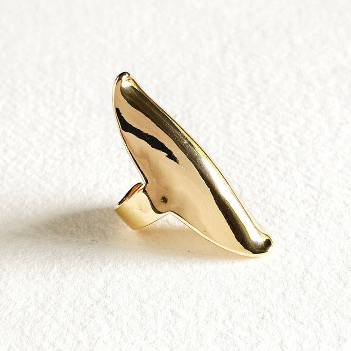 Bisjoux - Wholesale Cocktail/Statement Ring - 18k gold plated big armor long bold ring 2