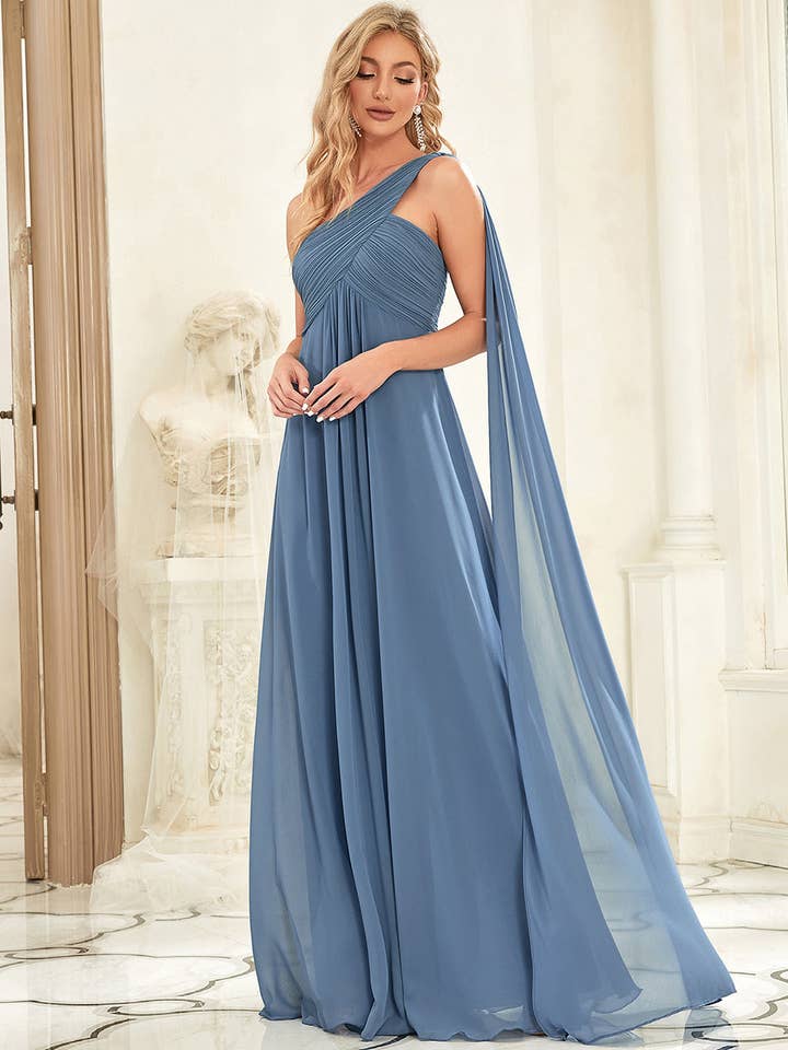 Ever-Pretty - Wholesale Gown – Women's - Elegant Pleated One-Shoulder Bridesmaids Dress25