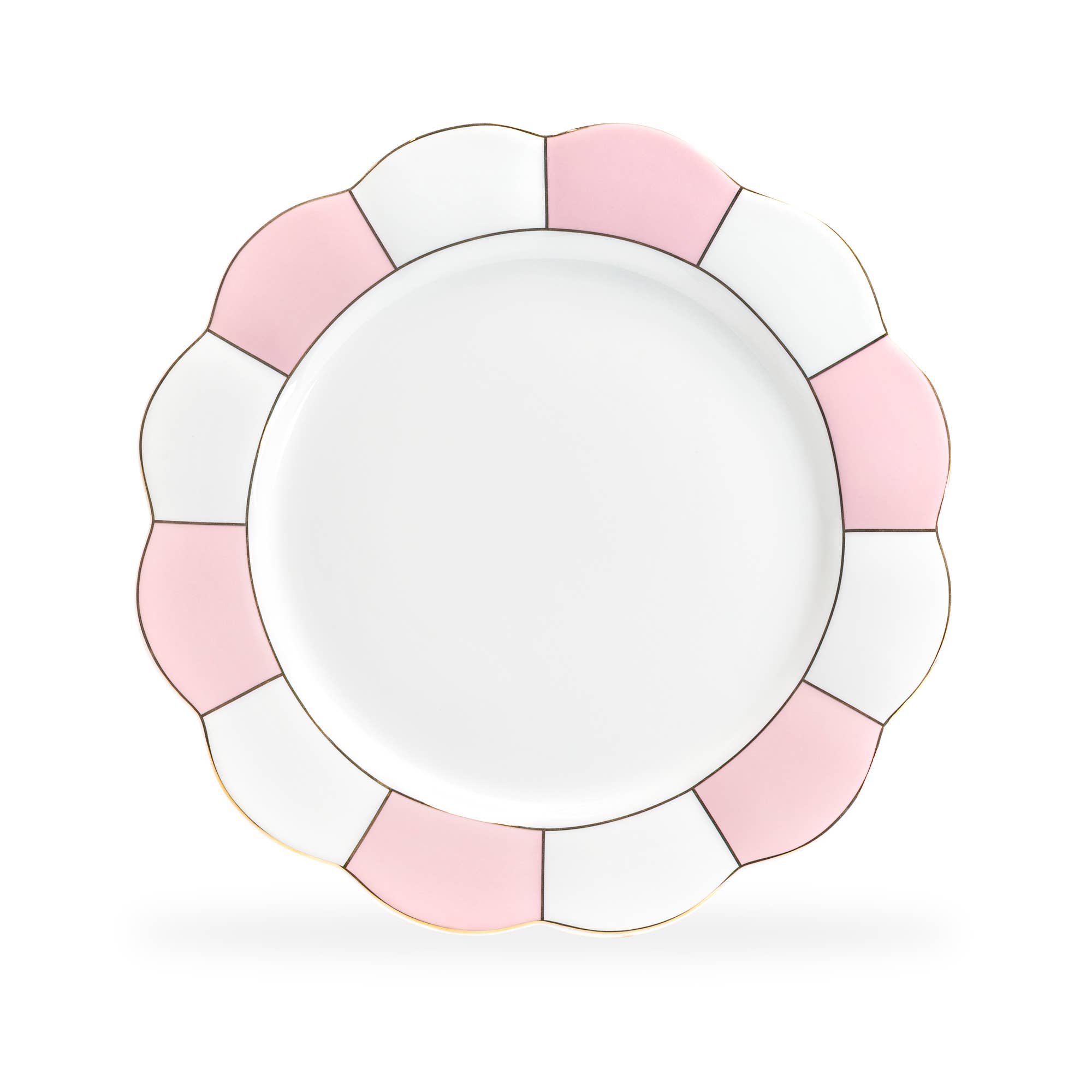 Grace Teaware - Wholesale Dinner Plate - Pink and Gold Scallop 11" Fine Porcelain Dinner Plate1