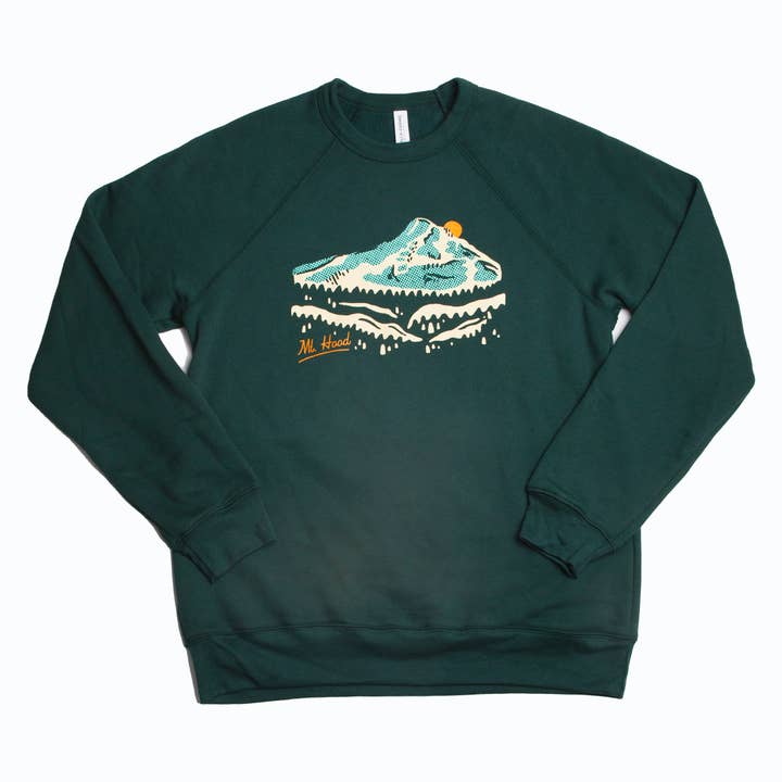 Retro Mt. Hood Crew Sweatshirt (Forest) for wholesale by Tender Loving Empire