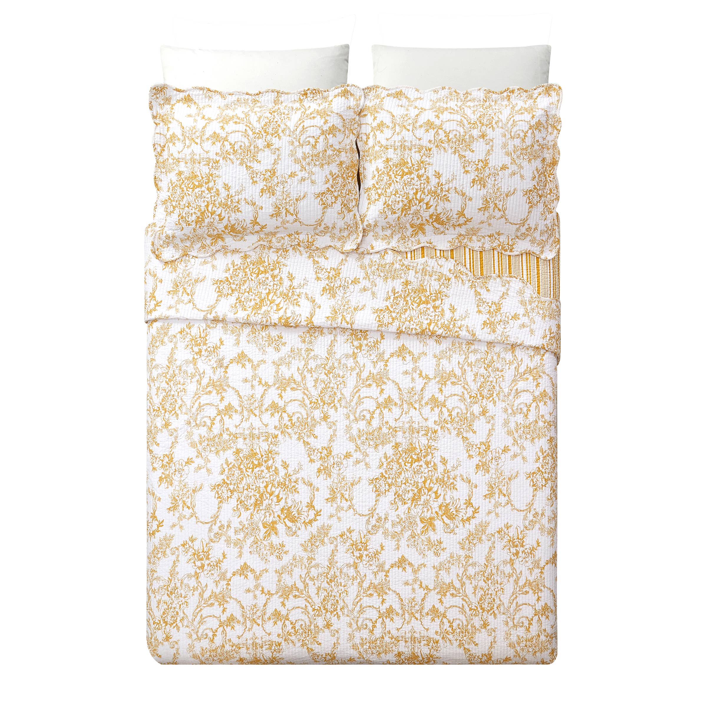 Peking Handicraft – wholesale Bedding set – GARDEN TOILE QUILT SET - Gold - Modern Heirloom6