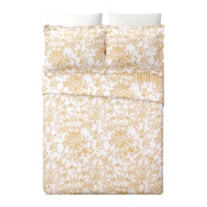Peking Handicraft – wholesale Bedding set – GARDEN TOILE QUILT SET - Gold - Modern Heirloom6