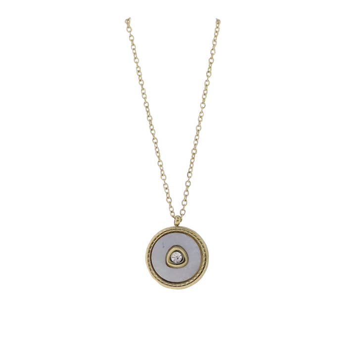 18K Gold Plated O-Shaped Chain Necklace with Shell Circle for wholesale by Jane Marie