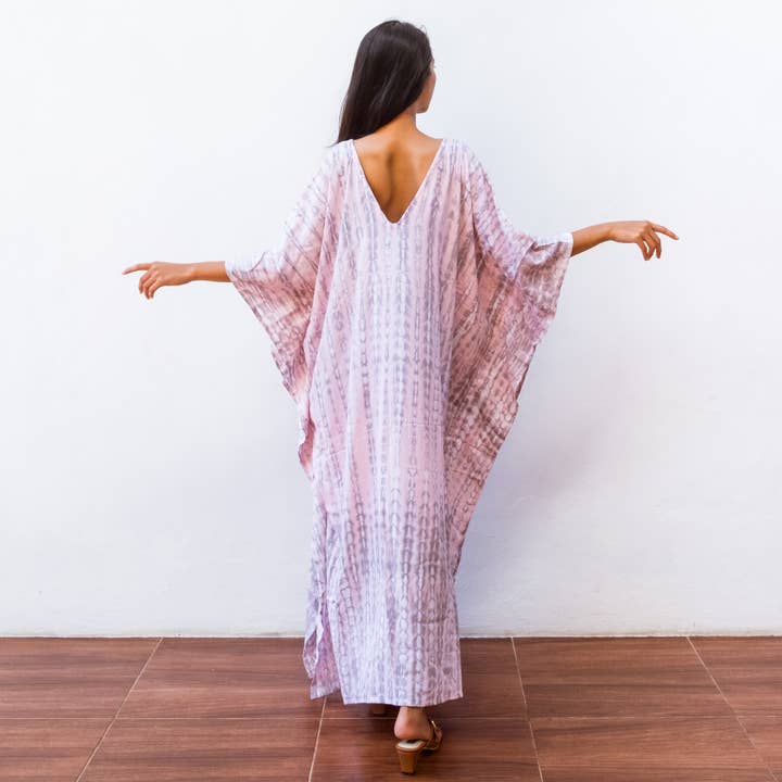 Bali Harvest - Venta al por mayor Caftán - Mujer - Vestido Kaftán Tie Dye (Rosa) - Vestido de Playa Resort Wear Bikini