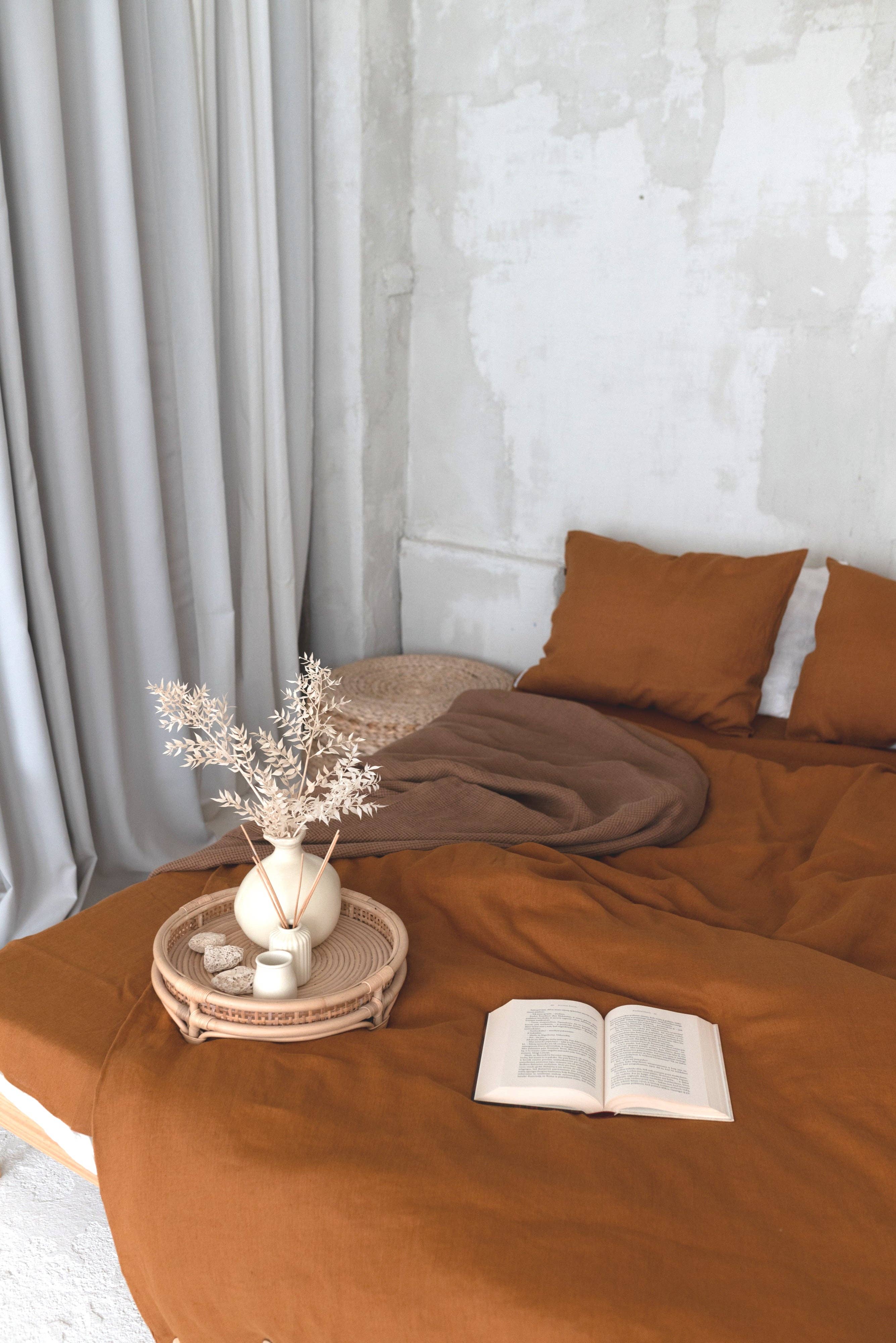 Unique Linen - Wholesale Duvet Cover - BD002 Linen Duvet Cover in CINNAMON COLOR (3330)