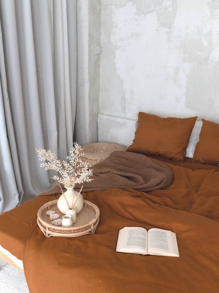 BD002 Linen Duvet Cover in CINNAMON COLOR (3330) for wholesale by Unique Linen