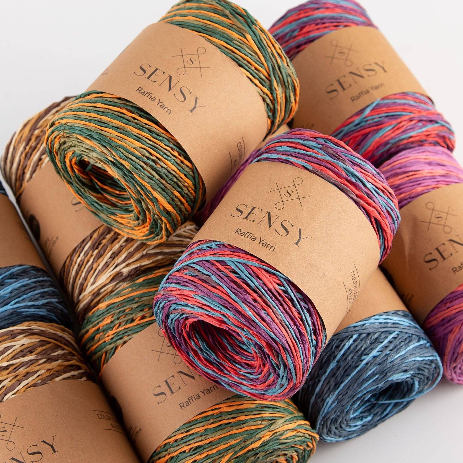 Sensy - Vendita all'ingrosso Lana - Sensy Premium filo di rafia multicolore 185 yard in carta 100%15