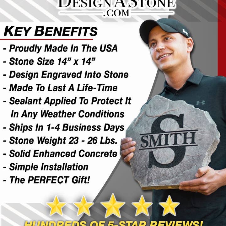 DesignAStone.com - Wholesale Outdoor Ornament/Decor - Vine Monogram Stone w/ Established Date4