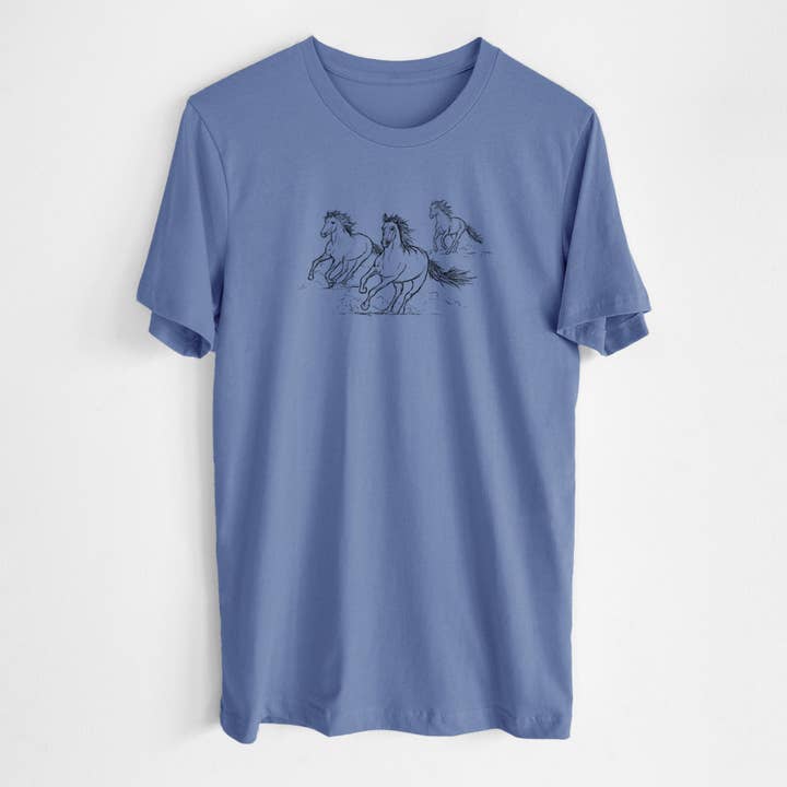 Wild Horses Running - Lightweight 100% Cotton Unisex Crewneck for wholesale by Because Tees