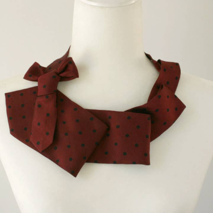 Ogsplosh - Wholesale Bib Necklace - Wine And Black Polka Dot Necktie Necklace1
