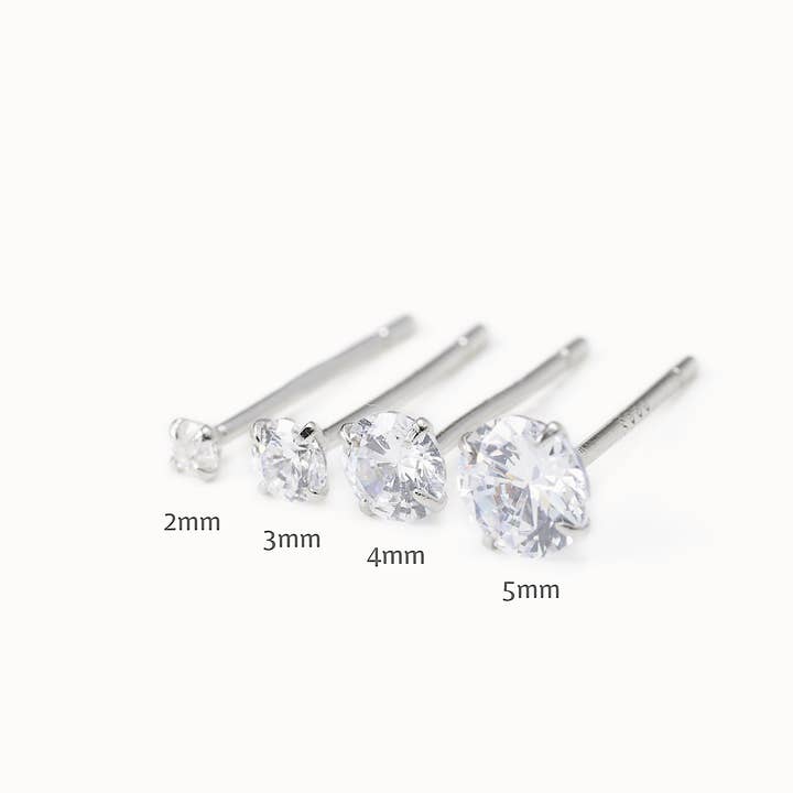 Blueyejewelry - Wholesale Stud/post earrings - 925 Silver Solitaire Studs - Prong Diamond Stud Earrings