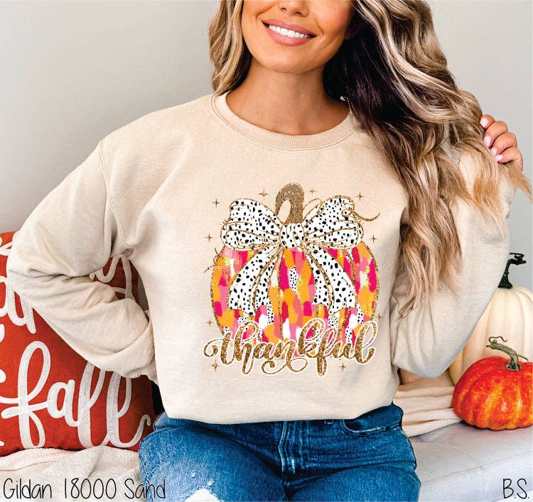 Bama Screens - Wholesale Sublimation Transfer - Thankful Faux Glitter Pumpkin #BS74823