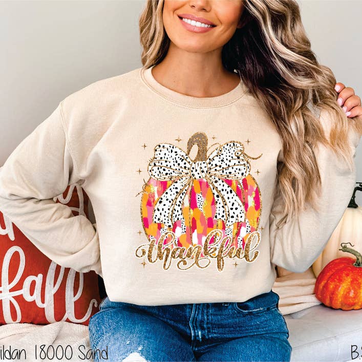 Bama Screens - Wholesale Sublimation Transfer - Thankful Faux Glitter Pumpkin #BS74823