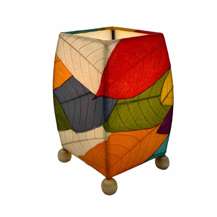 Eangee Home Design - Wholesale Accent/Desk Lamp - Mini Square Cocoa Leaf Lamp Multi Color, Shade Real Leaves