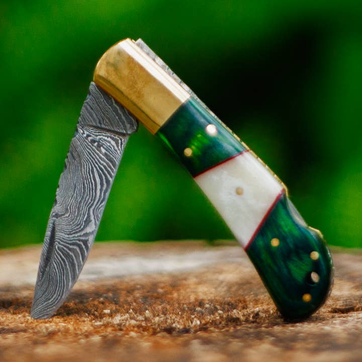 Damascus Folder Pocket Knife- VG 51 for wholesale by Vintage Gentlemen