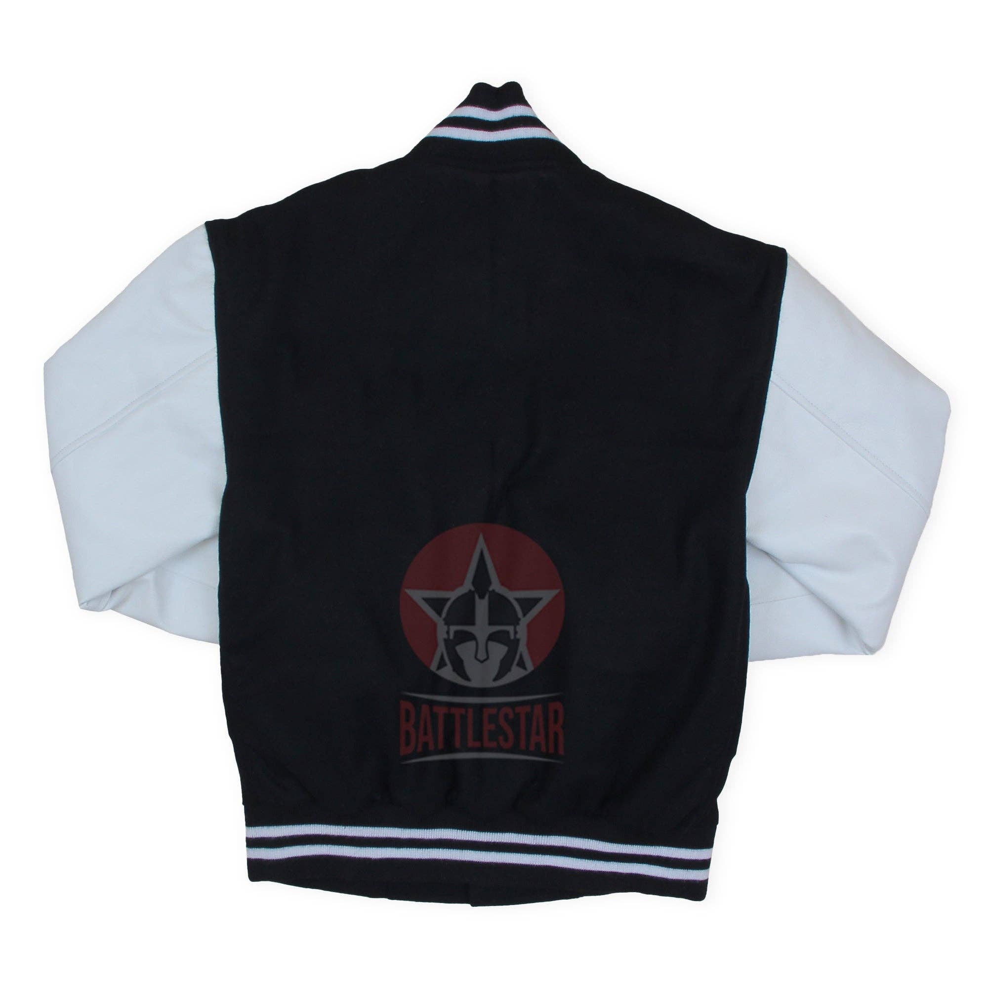 Eastworth Industries - Wholesale Varsity/Baseball Jacket - Men's - Black Wool White Leather Sleeves Varsity Baseball Jacket1