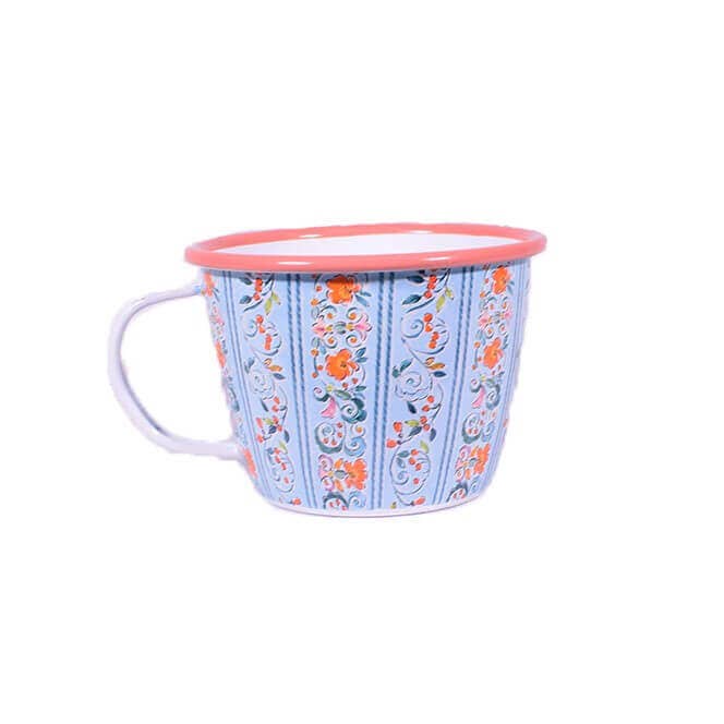 giftland – wholesale Dricksglas och koppar – Metal Kopp Blommig Blå 11.5cm1