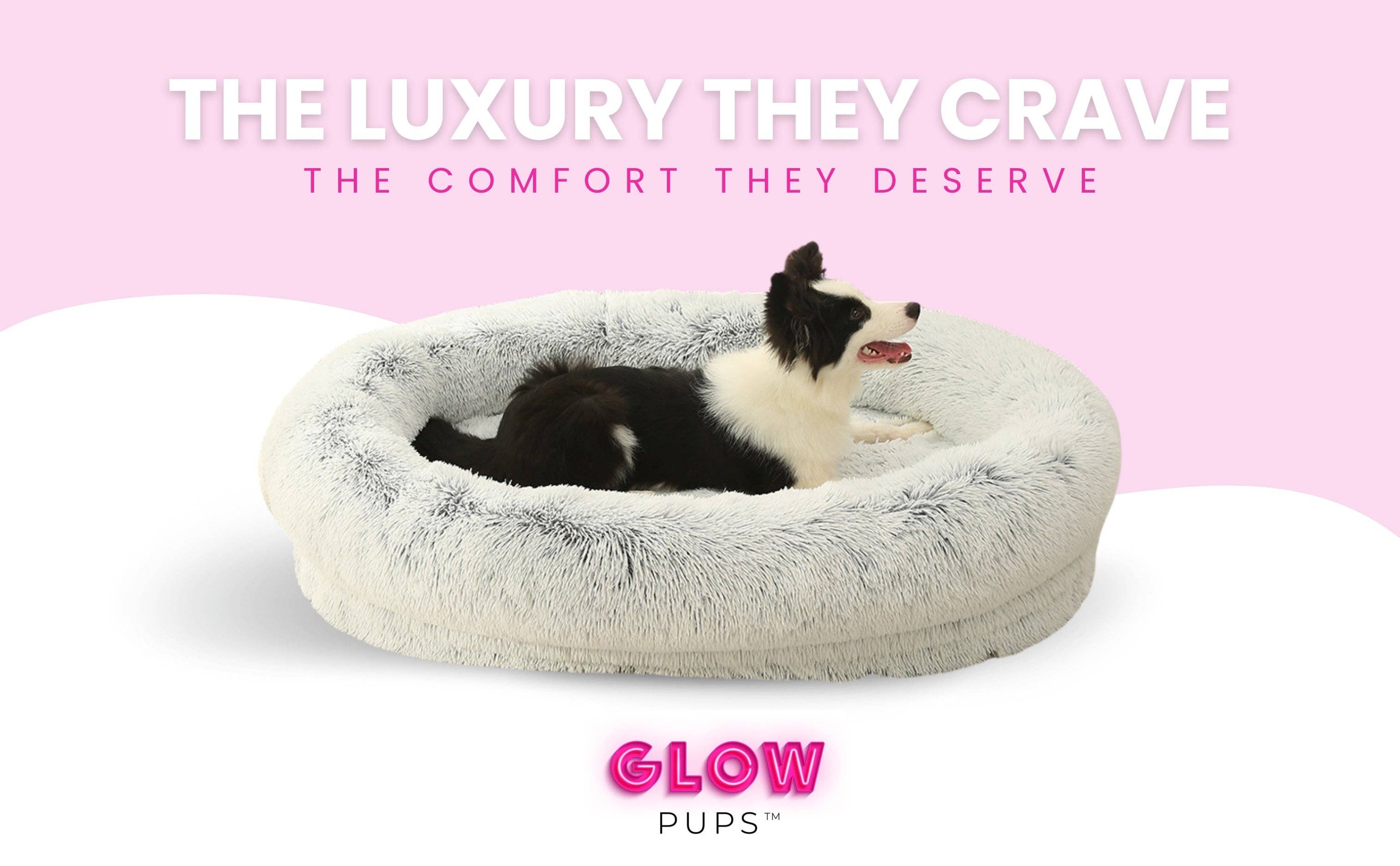 Glow Pups – wholesale Pet bed – Dog – Calming Faux Fur Dog Bed with Memory Foam Bolster21